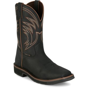 JUSTIN WORK STAMPEDE WP STEEL TOE WESTERN BOOT